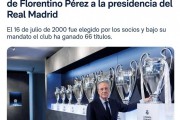 带领皇马获66冠！皇马官方：今日是弗洛伦蒂诺担任球队主席25周年